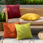 MIULEE Pack of 4 Decorative Outdoor Throw Pillow Covers Linen Waterproof Pillow Covers Summer Farmhouse Cushion Cases for Patio Garden Tent Balcony Couch Sofa 18x18 Inch Yellow Green