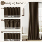 Guken 100% Blackout Curtains 90 Inch Length 2 Panels Set for Living Room Bedroom Back Tab Thermal Insulated Black Out Linen Drapes Room Darkening Chocolate,52x90