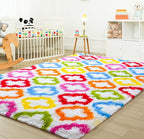 Tepook Fluffy Colorful Rug for Kids, Shaggy Soft Rainbow Area Rugs for Girls Bedroom, Indoor Modern Geometric Moroccan Rugs Plush Girls Kids Rug for Playroom Teens Room Nursery Home Decor, 4 X 6 ft