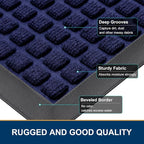 Smiry Front Door Mat Outside Entrance, Heavy Duty Natural Rubber Doormat, Non Slip, Trap Dirt and Moisture, Easy Clean, Low Profile Welcome Floor Mats for Indoor Outdoor Entry, 47x23 Inch, Navy Blue