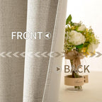 MIULEE Linen Curtains for Bedroom 100% Blackout Thermal Insulated Stone Grommet Room Darkening Curtains & Drapes Fall Decor for Living Room Nursery 52 x 90 Inch (2 Panels)