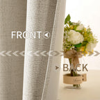 MIULEE 100% Blackout Linen Curtains for Bedroom 52x108 Inches Stone