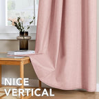 H.VERSAILTEX Linen Curtains 100% Blackout Curtains for Bedroom 63 inch Long Full Light Blocking Nature Linen Blended Window Curtains for Living Room Nickel Grommet (2 Panels, Heathered Baby Pink)