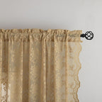 YJ YANJUN Vintage Lace Curtains 84 Inches Long-Victorian Floral Pattern Taupe Sheer Curtain Panels for Living Room Bedroom, Retro Boho Farmhouse Earth Tone Home Decor 2 Panels 52W x 84L Dark Tan