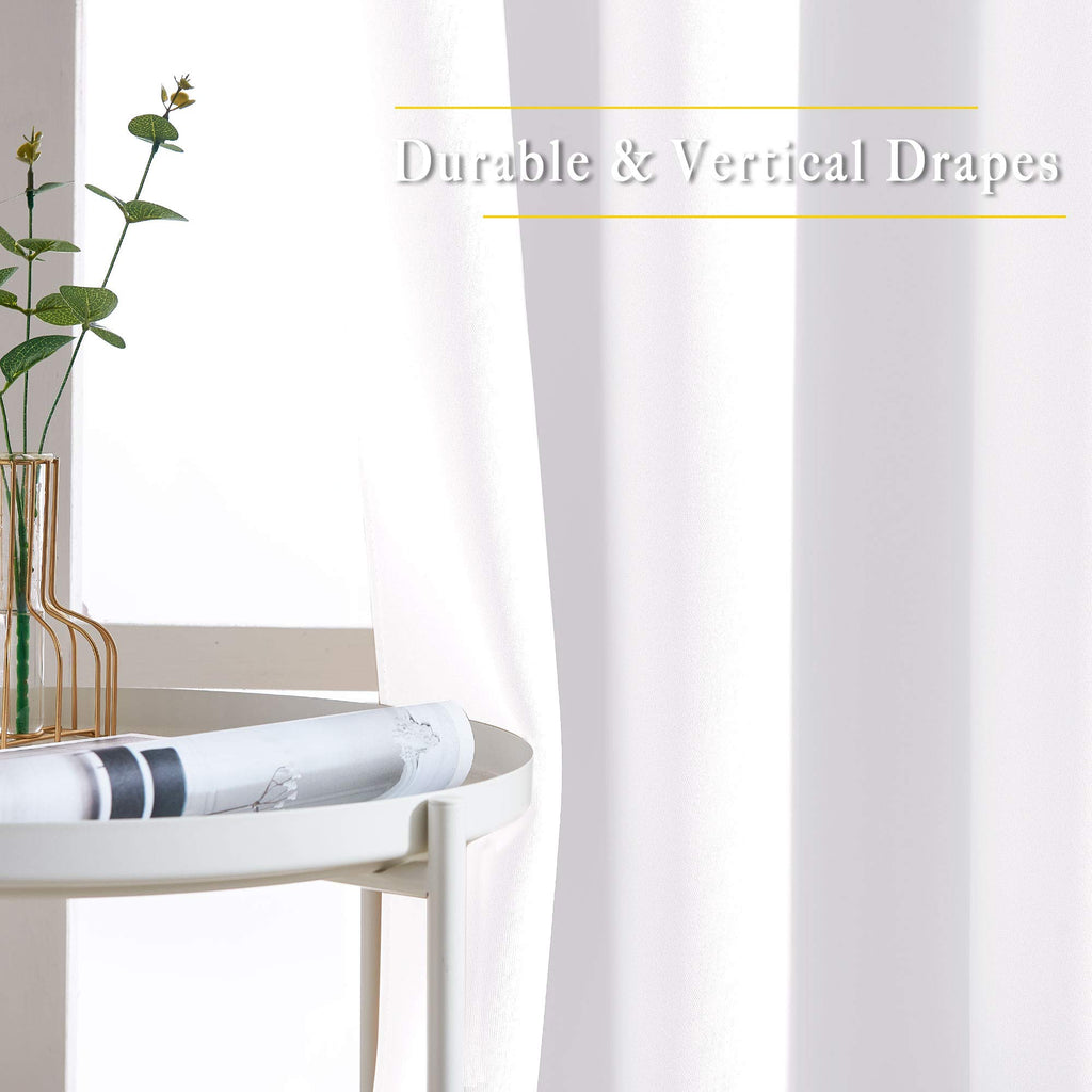 NICETOWN Pure White Curtains 2 Panels 84 inches Long for Bedroom, 50% Light Blocking Grommet Window Treatment for Living Room, W52 x L84