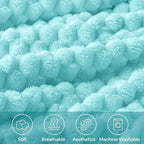 BEDELITE Fleece Blanket - 3D Jacquard Decorative Aqua Twin Blankets for Couch & Bed, Soft and Cozy Warm Plush Fluffy Blanket All Seasons Suitable, 60x80Inches