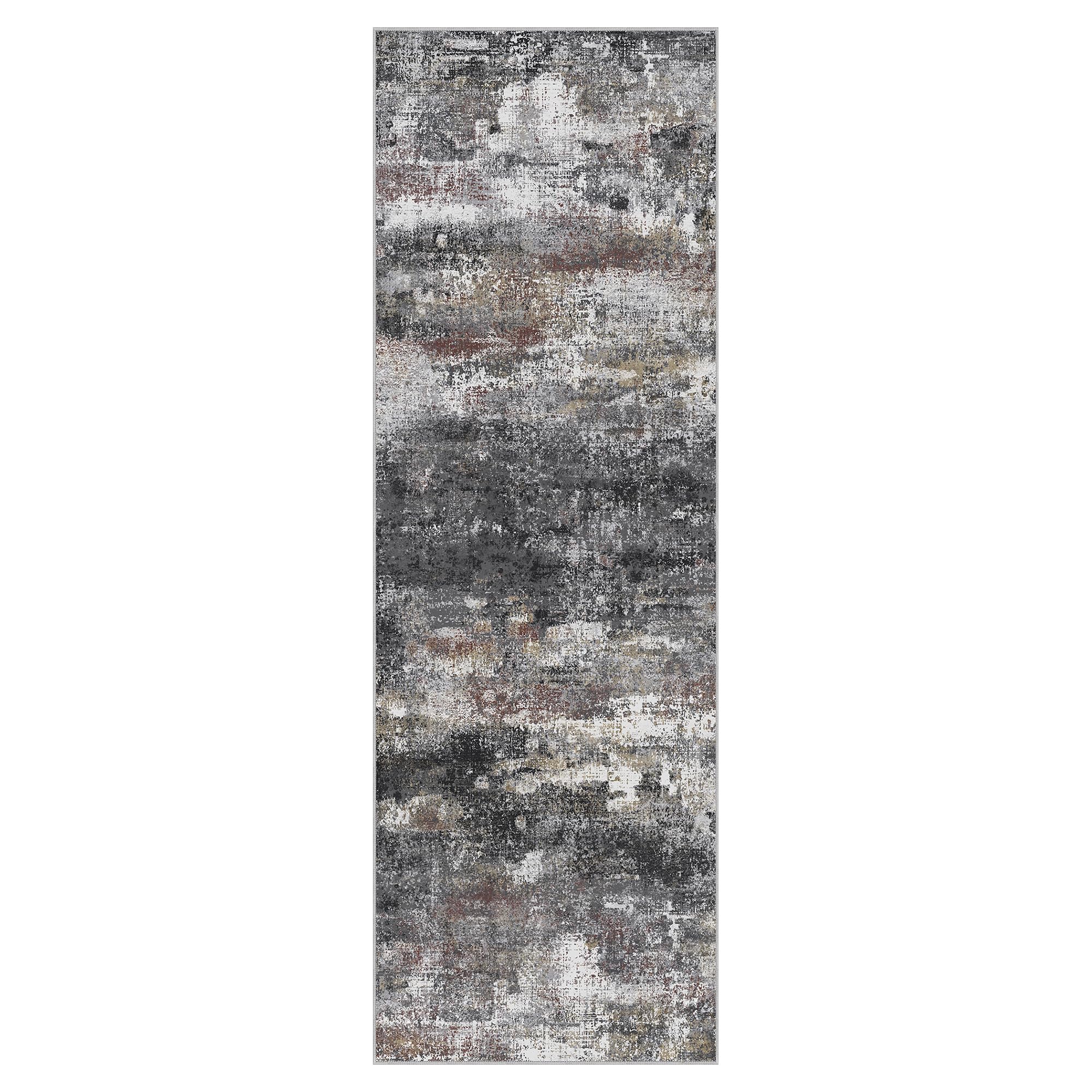 BEIMO 2x8 Runner Rug for Hallway, Dark Grey Washable Abstract Non Slip Rug