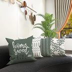 YCOLL Pillow Covers 20x20 Set of 4, Modern Sofa Throw Pillow Cover, Decorative Outdoor Linen Fabric Pillow Case for Couch Bed Car, Aqua Green