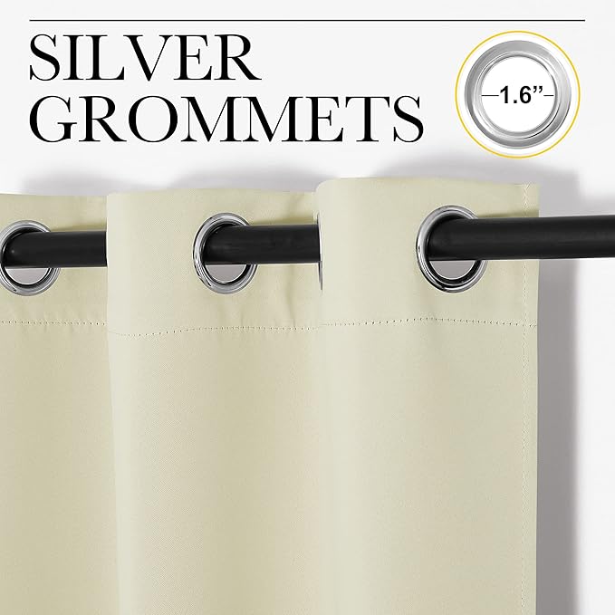 NICETOWN Room Darkening Curtain Panels for Living Room, Thermal Insulated Grommet Room Darkening Draperies/Drapes for Window (Beige, 2 Panels, W42 x L40 -Inch)