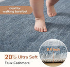 OPPODREAM Border Soft Area Rugs 6x9, Washable Blue Rug with Non Slip Backing, 6 x 9 Faux Cashmere Low-Pile 6x9 Carpet