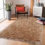 duduta Beige Faux Sheepskin Fur Rug 3x5 ft, Fluffy Shag Bedroom Dorm Nursery Playroom Carpet Rug Non Slip Washable