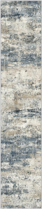 Runner Rug for Hallway Kitchen, 2'6"x10' Machine Washable Runners Rug for Entryway, Soft Modern Abstract Throw Rugs, Low Pile Floor Cover with Non Slip Backing, Navy Beige