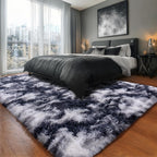 Quntue Black and White Rug for Living Room, 6x9 Area Rug for Bedroom, Bedside Indoor Floor Fluffy Shag Carpet, Plush Soft Rug for Boys Girls Kids Room Nursery Dorm Home Decor