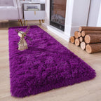 Chicrug Soft Runner Rugs for Bedroom Living Room Plush Fluffy Rug 2x6 Feet, Shag Furry Area Rug Carpet Non Shedding for Nursery Children Kids Girls Room Home Decorative, Dark Purple