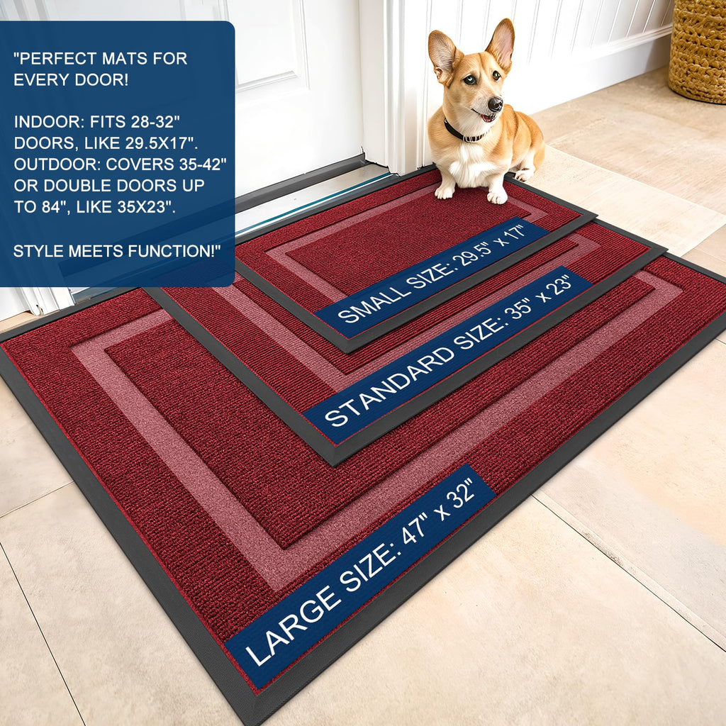 OLANLY Front Door Mat Outside 47x30, All-Season Heavy-Duty Rubber Doormat