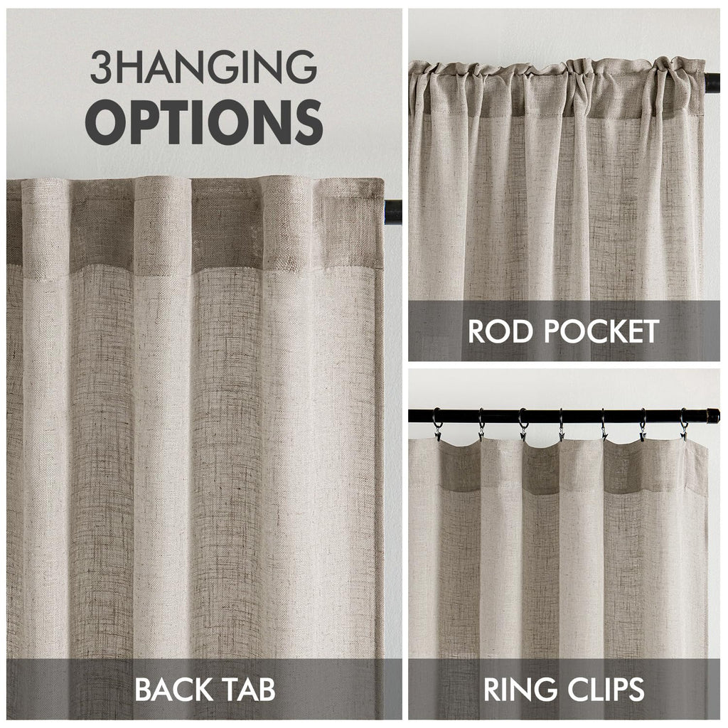MIULEE Burlywood Birch Linen Curtains 52x96 Inch Long 2 Panels for Bedroom