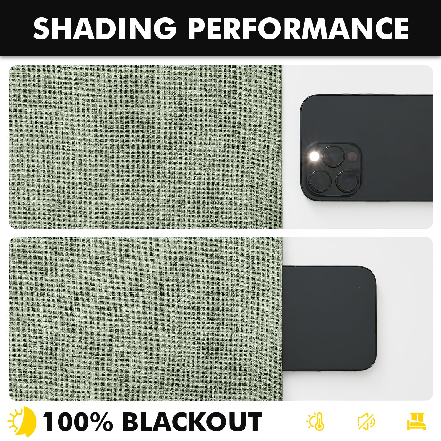 MIULEE 100% Blackout Linen Curtains 42 x 72 Inch Sage Green 2 Panels