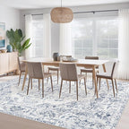 9x12 Area Rugs for Living Room: Washable Rug Vintage Large Rugs Soft Non Slip Low Pile Rug Floral Distressed Floor Carpet for Bedroom Dining Room Home Office (Blue,9'x12')