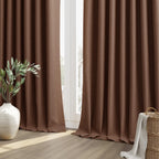 Guken 100% Blackout Curtains 72 Inch Length 2 Panels Set for Living Room Bedroom Back Tab Thermal Insulated Black Out Linen Drapes Room Darkening Window Curtains 72 Inches Long,Rustic Brown