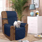 U-NICE HOME Recliner Chair Covers Reversible Chair Cover Pet Covers for Dogs with Elastic Straps Water Resistant Diamond Quilted (28''Recliner Oversized, Navy/Taupe)