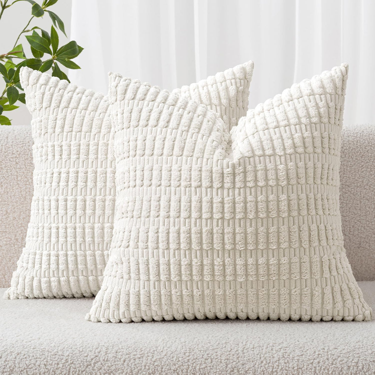 MIULEE Corduroy Decorative Throw Pillow Covers 20x20 Crimson Pack of 2