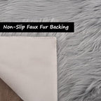 Goolela Grey Fluffy Fuzzy Furry Rug 2x6 for Bedroom Bedside Runner Faux Sheepskin Fur Shaggy Soft Plush Rectangle