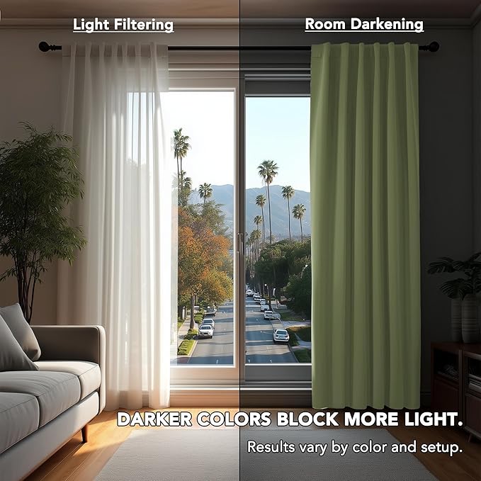 Deconovo Blackout Curtains, Thermal Insulated, W70 x L84 2 Panels, Back Tab, Machine Washable, Room-Darkening Drapes for Bedroom/Living Room Sage Green