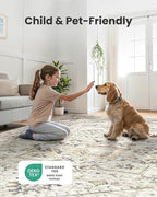 AMADA HOMEFURNISHING 6x9 Area Rugs, Blue Low-Profile Washable Rug with Non-Slip Backing & Durable Edge Binding, Vintage Rugs for Living Room, Bedroom, Dinning Room
