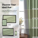 100% Blackout Shield Linen Blackout Curtains for Bedroom, Sage Green Grommet Curtains for Living Room, Thermal Insulated Room Darkening Drapes for Nursery, Boho Home Decor, 50" W x 96" L, 2 Panels