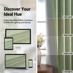 Linen Textured Total Blackout Curtains 96 Inches Long, Sage Green