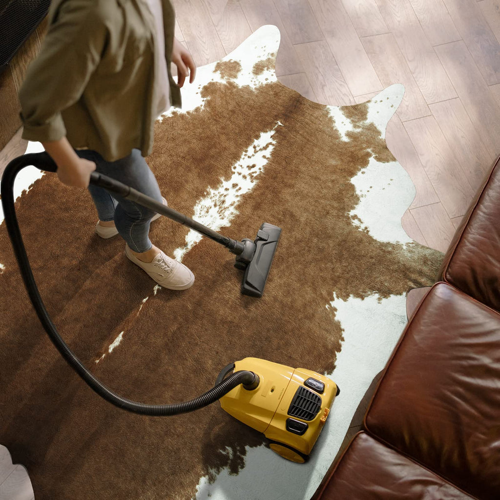 AROGAN Faux Cowhide Rug, Brown Cow Print Large Animal Area Rug, 5.2x6.2 Ft
