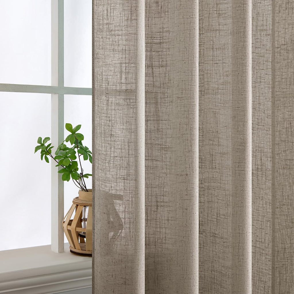 MIULEE Burlywood Birch Linen Curtains 52x96 Inch Long 2 Panels for Bedroom
