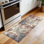 IOHOUZE Abstract Runner Rug 2x5 Ft Washable Runners for Hallways, Non Slip Kitchen Runner Printed Faux Wool Entryway Runner Indoor, Modern Abstract Floor Carpet for Hall Kitchen Bedroom, Red/Multi