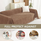 MYSKY HOME Loveseat Cover Camel Couch Cover Sectional Couch Covers for 2 Cushion Couch Sofa Thick Universal Chenille Sofa Cover with Tassel Durable Furniture Protector for Dogs 91" x 118"