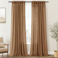 Brown Curtains for Living Room Back Tab Modern Farmhouse Semi Sheer Curtains 96 inches Long 2 Panels Set Muted Neutral Window Curtain for Dining Room Bedroom 52x96