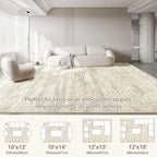 UERMEI 10x14 Area Rug Living Room Rugs - Washable Neutral Modern Abstract Soft Thin Rug Indoor Floor No Slip Rug Carpet for Bedroom Under Dining Table Home Office Decor - Beige/Brown