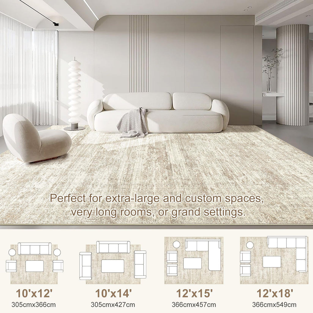 UERMEI 10x12 Area Rug Living Room Rugs - Washable Neutral Modern Abstract Soft Thin Rug Indoor Floor No Slip Rug Carpet for Bedroom Under Dining Table Home Office Decor - Beige/Brown