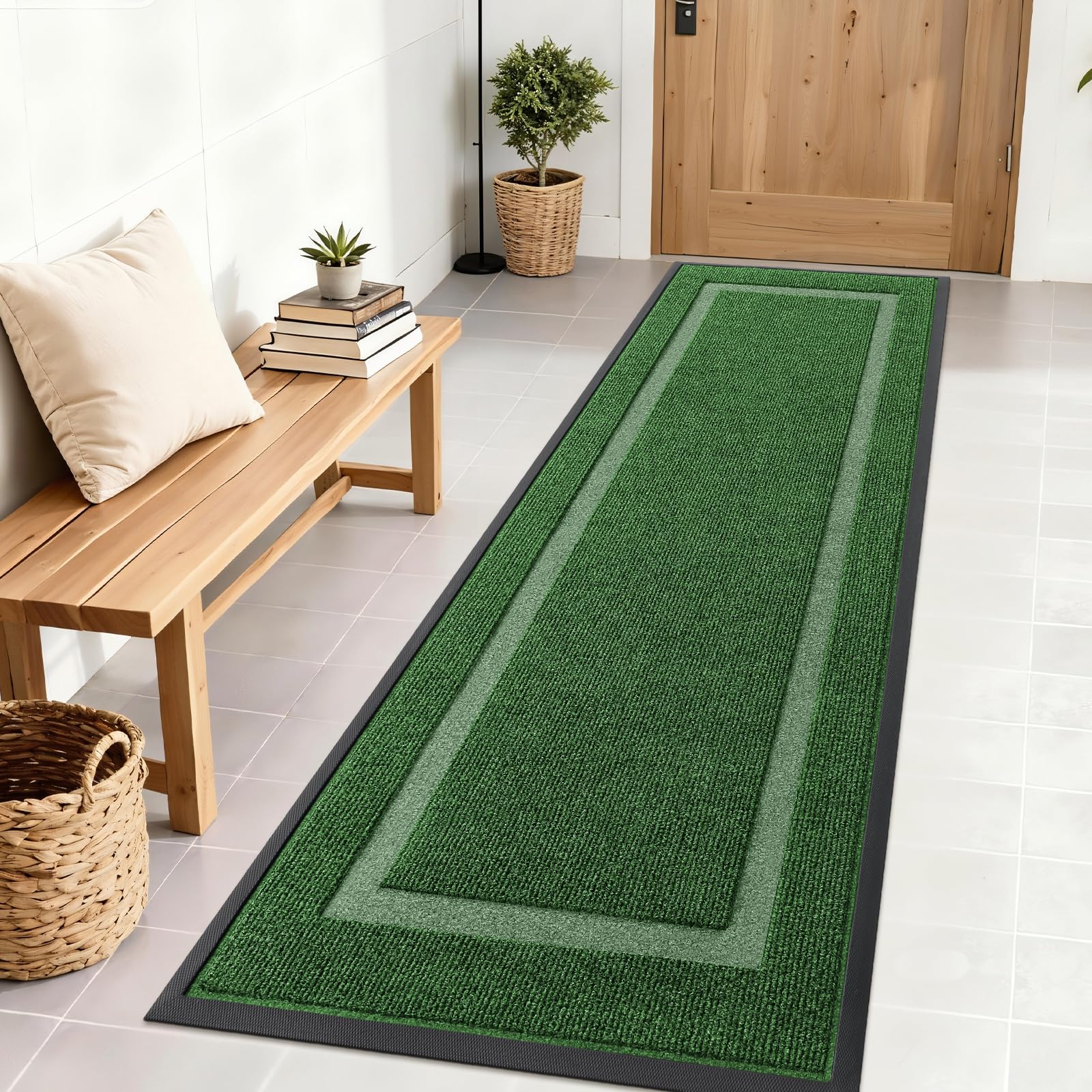 OLANLY Front Door Mat Outside 71x23, All-Season Heavy-Duty Rubber Doormat