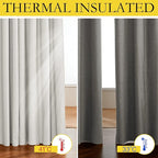 NICETOWN 100% Blackout Linen Texture Curtains 80 inches Long, Ivory, 2 Pcs, Thermal Insulated Full Blackout 2-Layer Lined Drapes, Energy Efficiency Window Draperies for Boy's Room