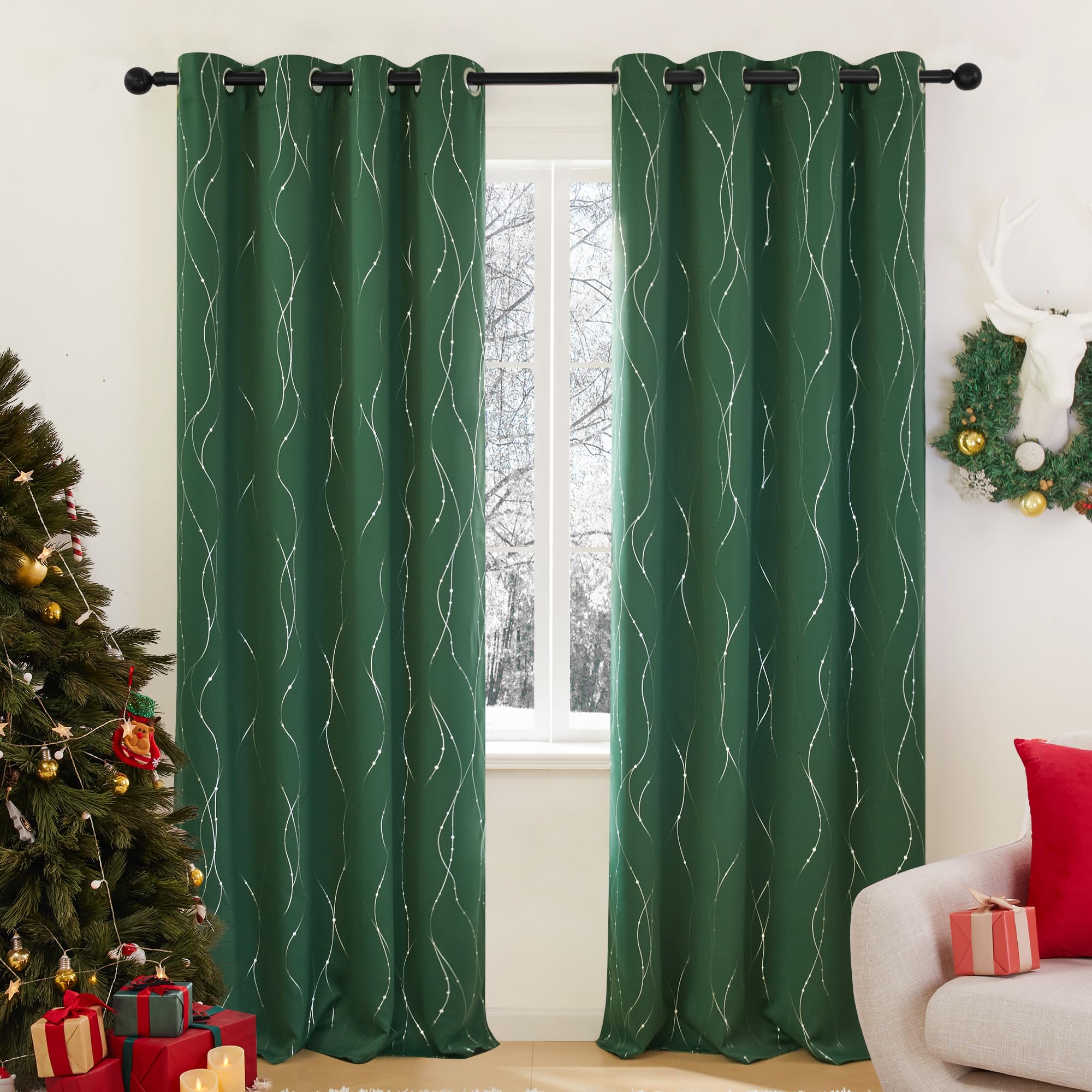 Deconovo Living Room Curtains 95 Inches Long, Blackout Curtains for Bedroom