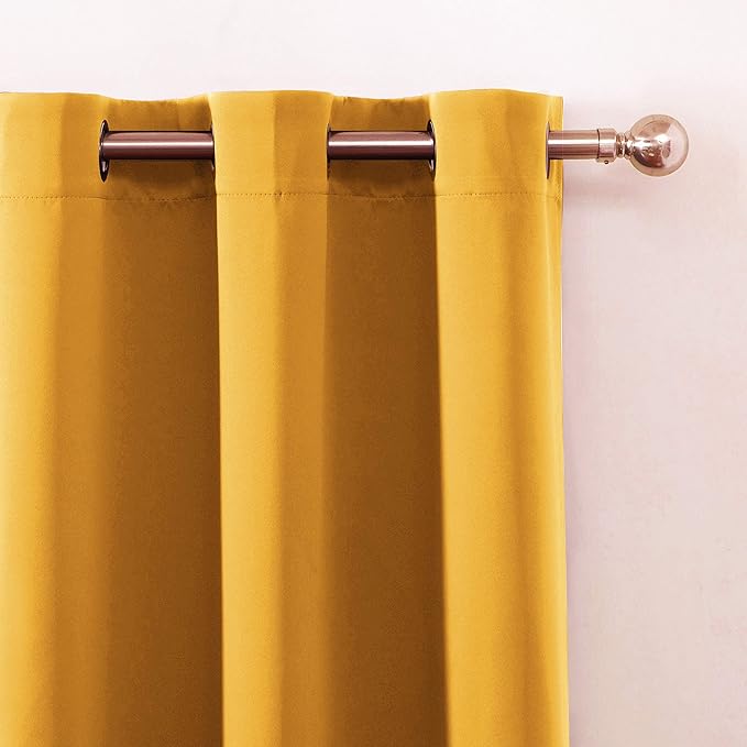 LEMOMO Yellow Thermal Blackout Curtains/52 x 95 Inch/Set of 2 Panels Room Darkening Curtains