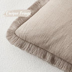 MIULEE Decorative Throw Pillow Covers Neutral Linen Fringe Throw Pillows Set of 2 Natural Linen Boho Farmhouse Cushion Covers with Tassels for Couch Sofa Bed Spring Home Decor 20x20 Inch