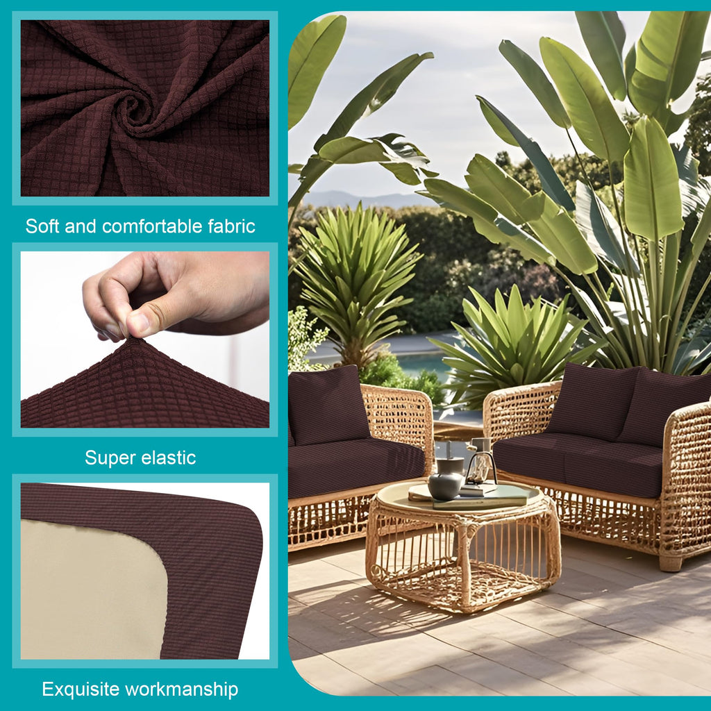 14 Piece Outdoor Cushion Covers, Patio Sofa Cushion Covers, Stretch Fit