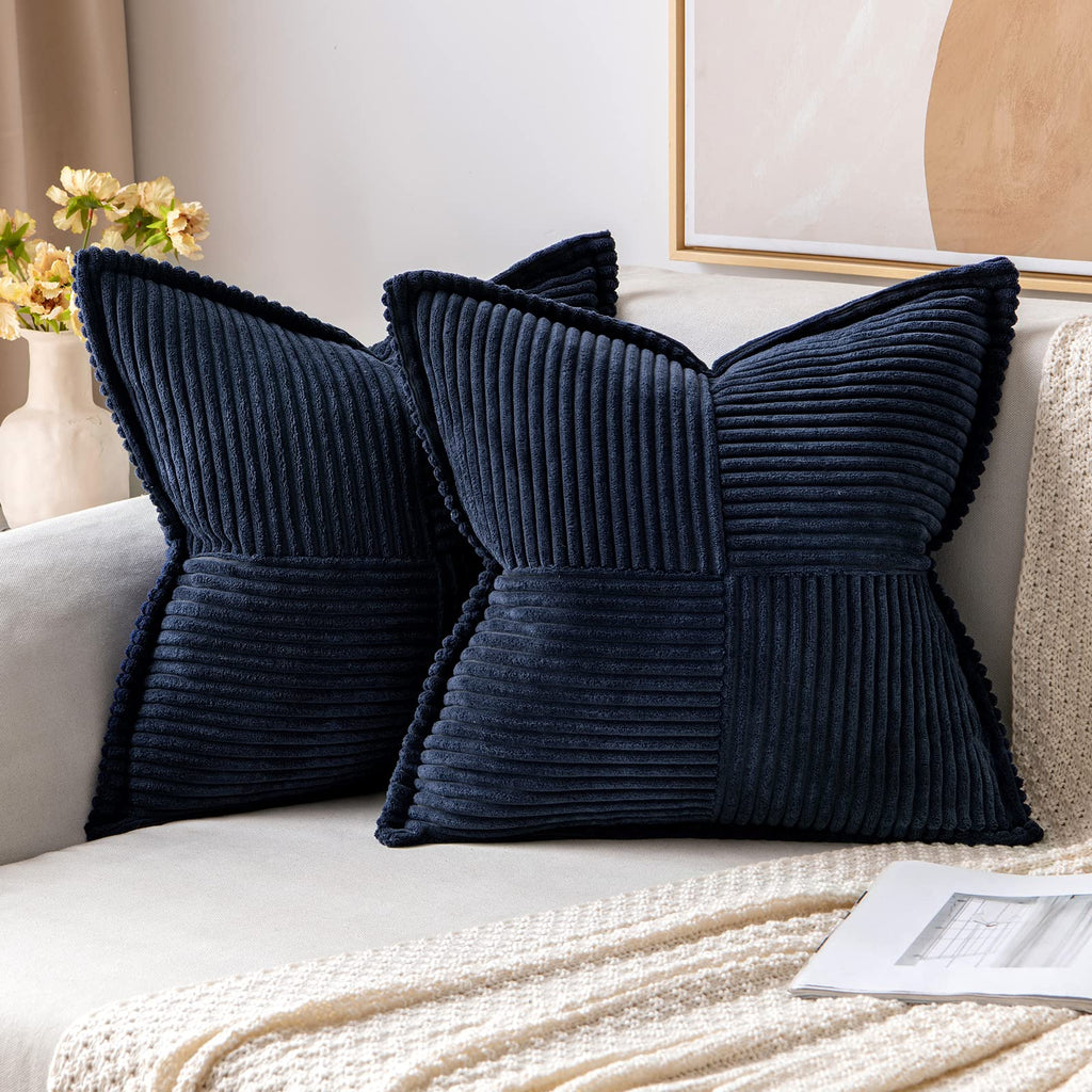 MIULEE Decorative Throw Pillow Covers for Couch 18x18 Inch Navy Blue 2 Pack