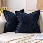 MIULEE Decorative Throw Pillow Covers for Couch 18x18 Inch Navy Blue 2 Pack