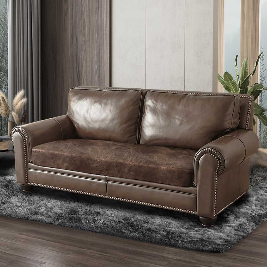 ANARACHON Leather Look Couch Cushion Covers Sofa Seat Slipcovers Sets Couches Furniture Protector for Sectional Armchair Loveseat Pets Kids Stretch Spandex Fabric (1 Cushion Loveseat, Light Brown)
