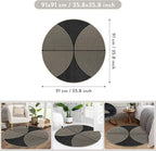 Lahome Enfys Modern Rainbow Round Washable Rug, 3ft Circular Indoor Outdoor Entryway Patio Rug, Farmhouse Non Slip Non Shedding Small Round Carpet for Bedroom Porch Living Room Decor