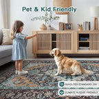 Lofus 5x7 Area Rugs for Living Room, Washable Area Rug, Rugs for Bedroom, Kitchen, Vintage Boho Carpet, Soft Non-Slip, Low Pile Large Area Rug for Office Dining Room, Floral Green