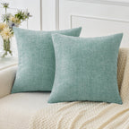 MIULEE Soft Chenille Throw Pillow Covers Aqua Green 18x18 Inch Pack of 2