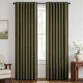 MIULEE 100% Blackout Linen Curtains 42 x 84 Inch Light Olive Green 2 Panels